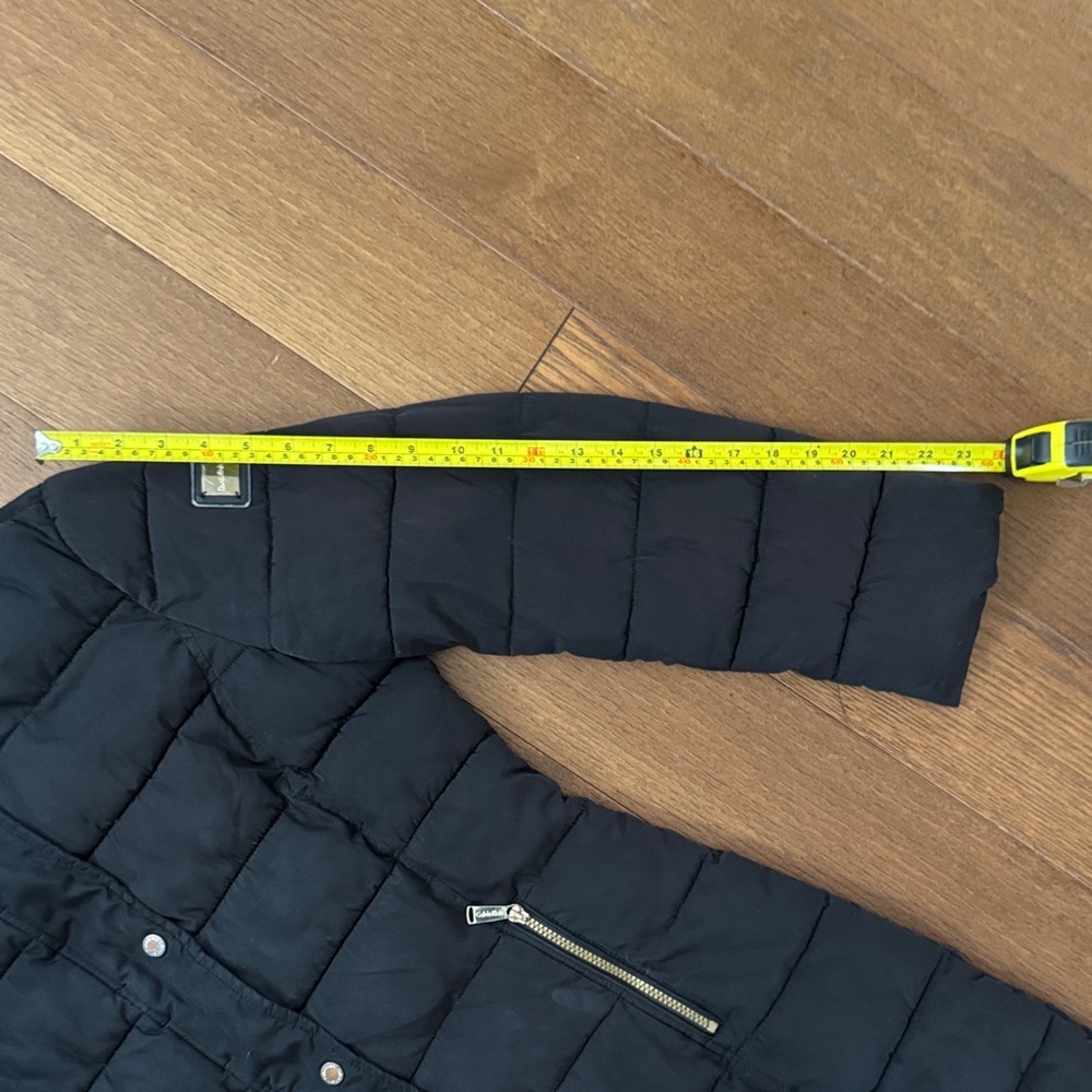 Calvin Klein Black Quilted Long Coat with Zip Pockets - Picture 4 of 9